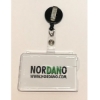 Picture of Cardholder / carrying case rigid plastic with lock clear (horizontal / landscape) with a black badge reel, strap clip. 60270126+60270176